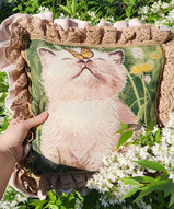 котёнок на подушке, диванная подушка, декоративная подушка, декоративная наволочка, бархатная подушка - Диванная подушка Котёнок в одуванчиках